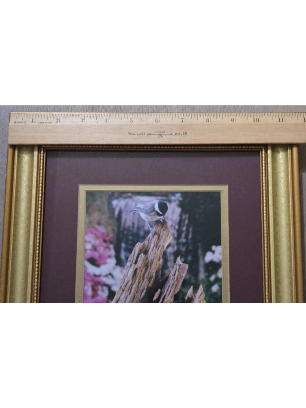 Gold Framed Chickadee Floral Butterfly Photo Print Grandma Country Cottage - Picture 7 of 10